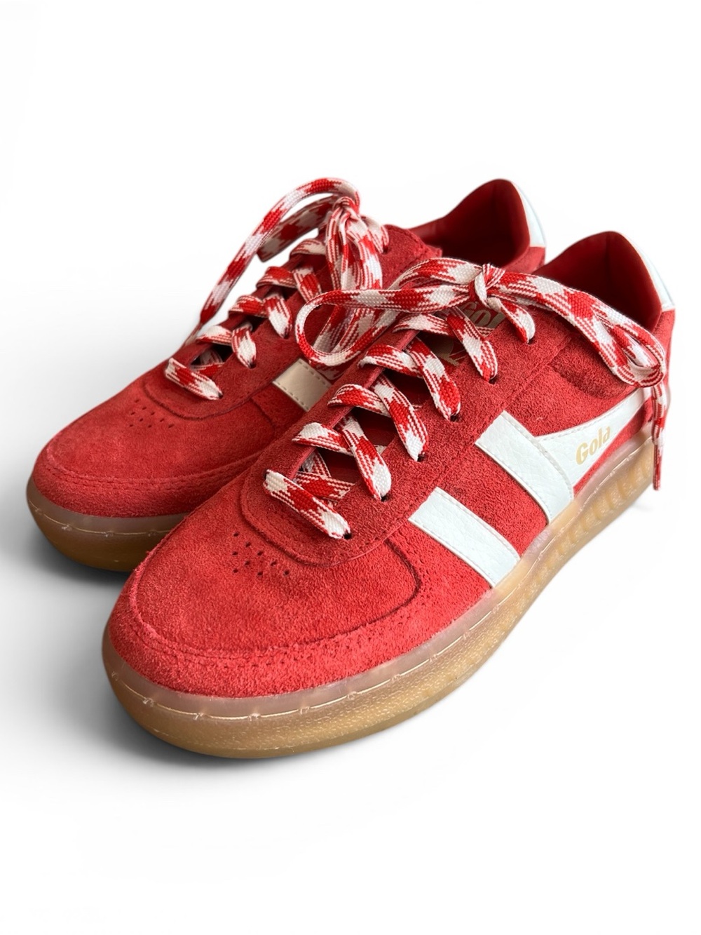 Gola Classics Women's Grandslam Suede Sneakers Red/Off White/Gum Sole Size 6